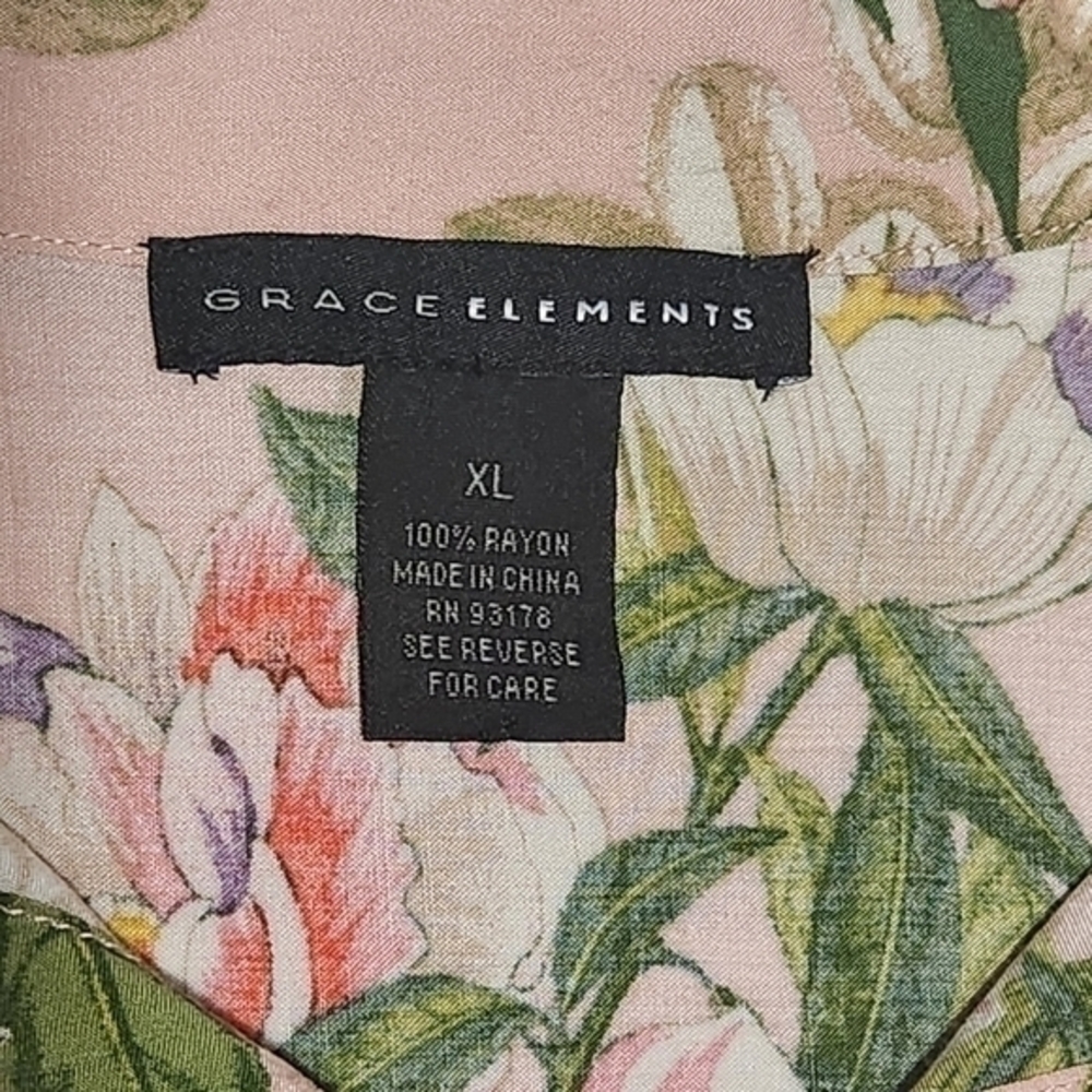 Grace Elements Button Up Collared Floral Blouse T… - image 3